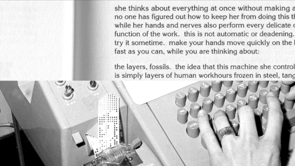 From Karen Brodine, Woman Sitting at the Machine, Thinking (https://davidbuuck.com/downloads/tripwire_4_brodine.pdf)