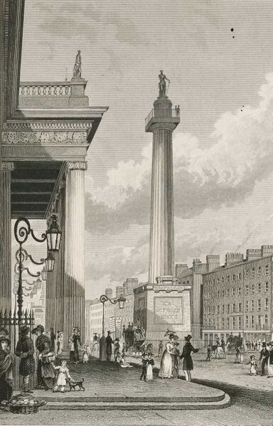 File:C1830 print of Nelsons Pillar on Dublins Sackville Street (now O'Connell Street).jpg