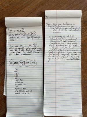 Output of The Internet Archive Writing Machine, played with Brewster Kahle at the end of his interview with Tommi