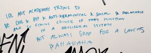 Lol art academies trying to be cool and hip and anti-hierarchical and social and relatable are so fcking cringe if they function in a neoliberal system but always good for laughs hahahaha