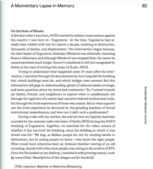 Screenshot of the published essay