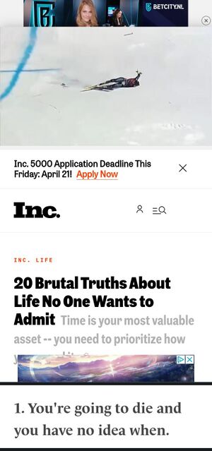 A cropped screenshot of an Inc article I was recommended yesterday
